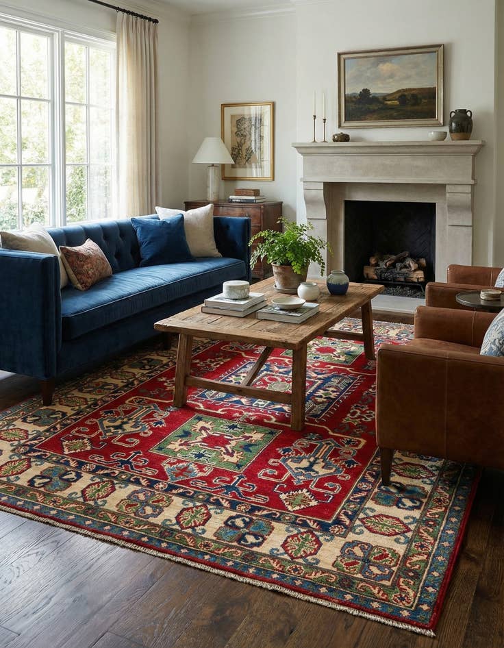 Detail image of 5' x 7'  Hand Knotted Kazak Rug