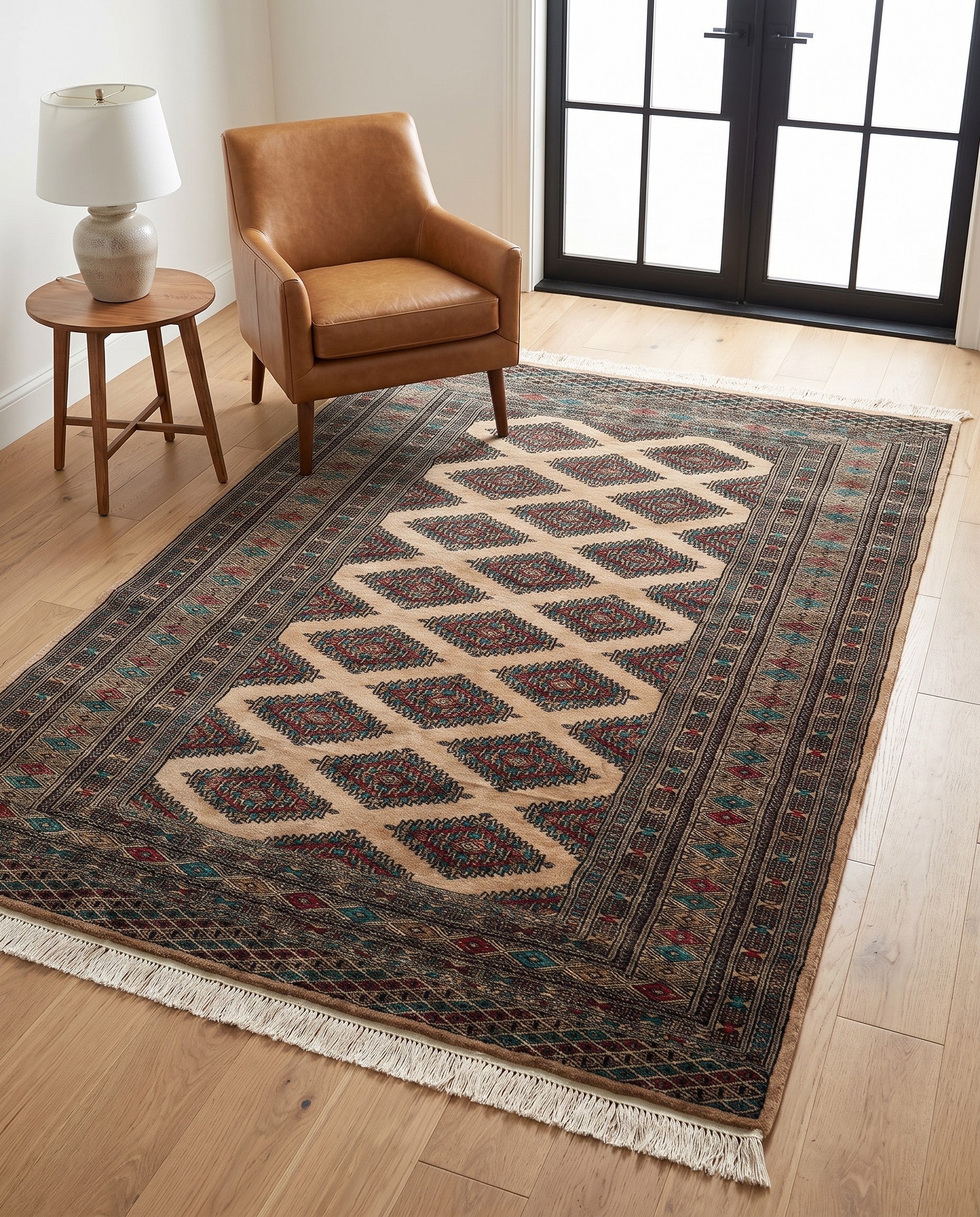 4' 3 x 5' 10 Hand Knotted Bokhara Oriental Wool Rug
