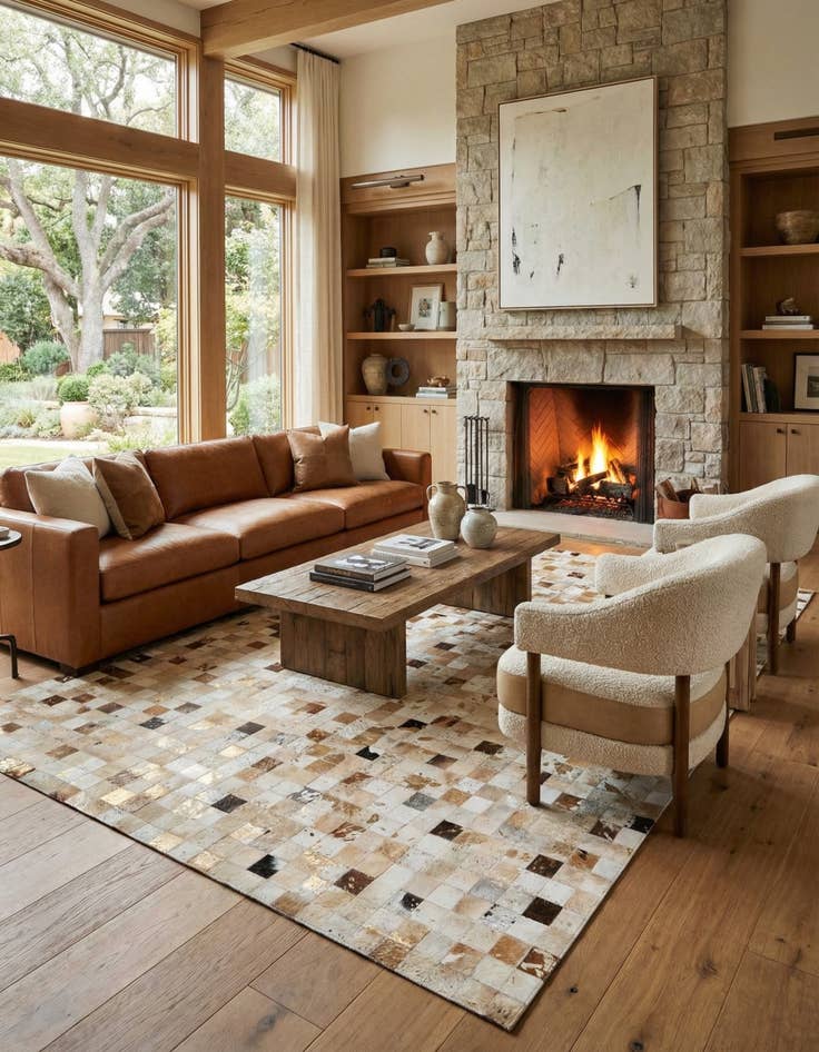 Detail image of 7' 10 x 9' 10 Cowhide Stocks Rug