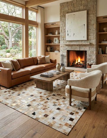 7' 10 x 9' 10 Cowhide Stocks Rug