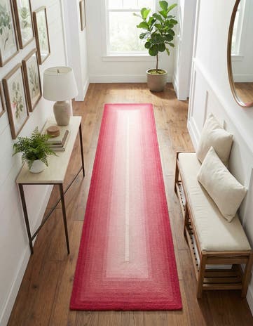 Pink Ombre Wool Runner Rug