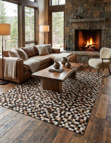 5' 3 x 7' 7 Cowhide Stocks Rug