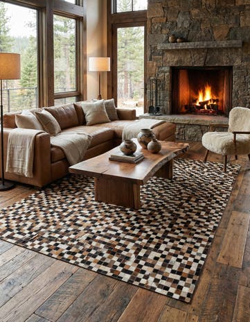 5' 3 x 7' 7 Cowhide Stocks Rug