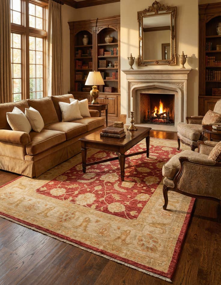 Detail image of 5' 7 x 7' 11  Hand Knotted Peshawar Ziegler Rug