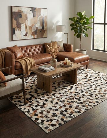 5' 1 x 8' Cowhide Leather Rug