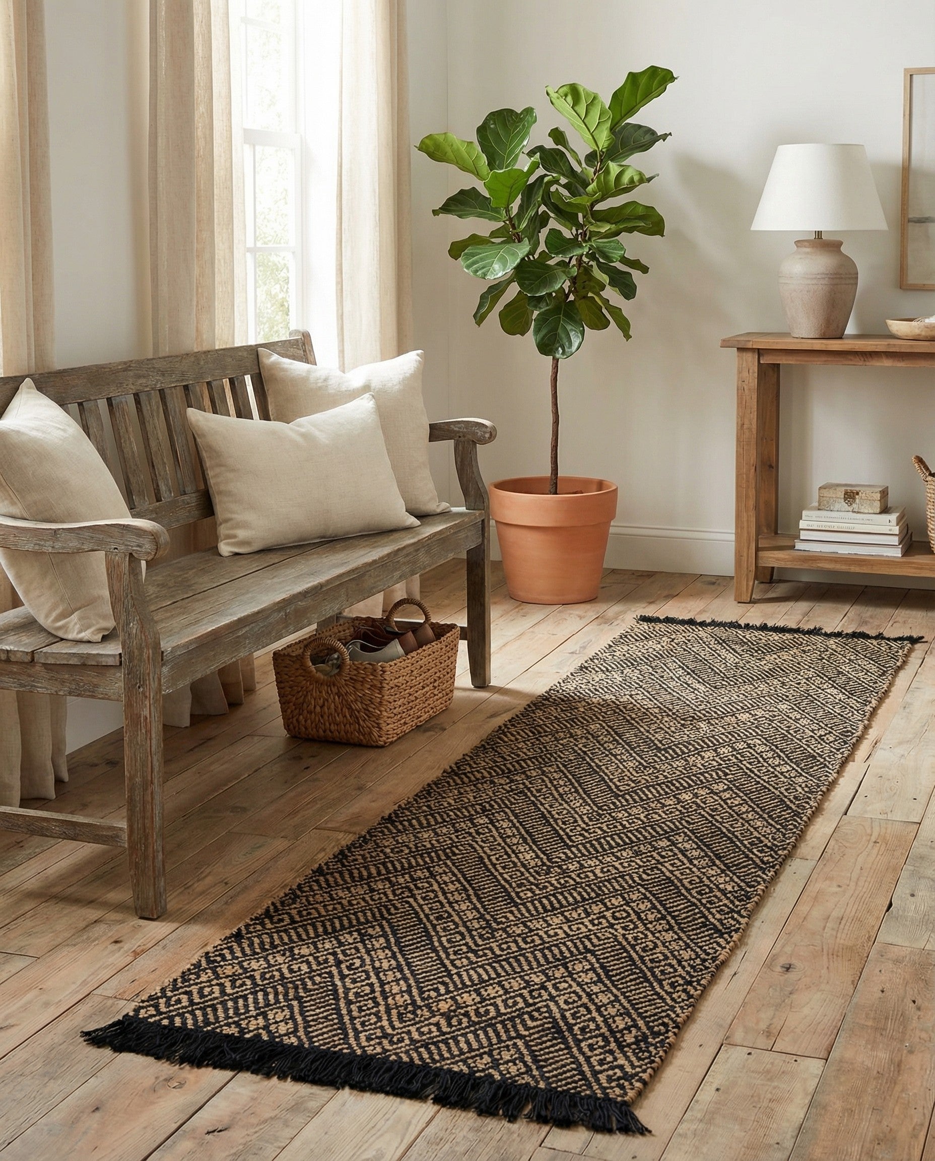  2' 7 x 10'  Hand Braided Jute Runner Rug