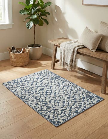 Navy Blue Easy-Clean Safari Indoor / Outdoor Rug