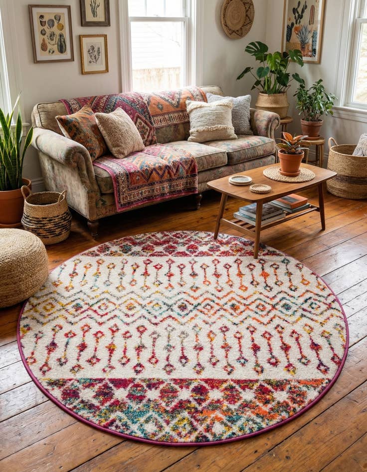 Detail image of  3' x 3' Moroccan Trellis Round Rug