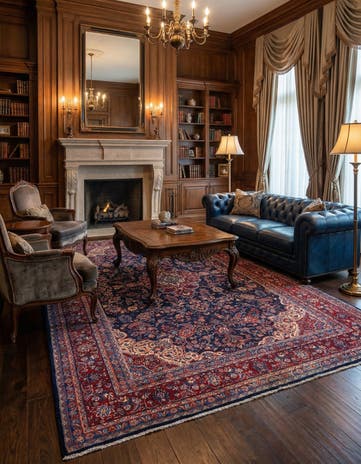 7' x 10' 8 Kashan Wool Rug