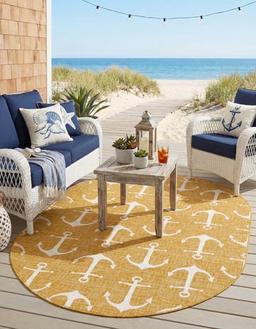 5' 3 x 8' Easy-Clean Coastal Indoor / Outdoor Oval Rug