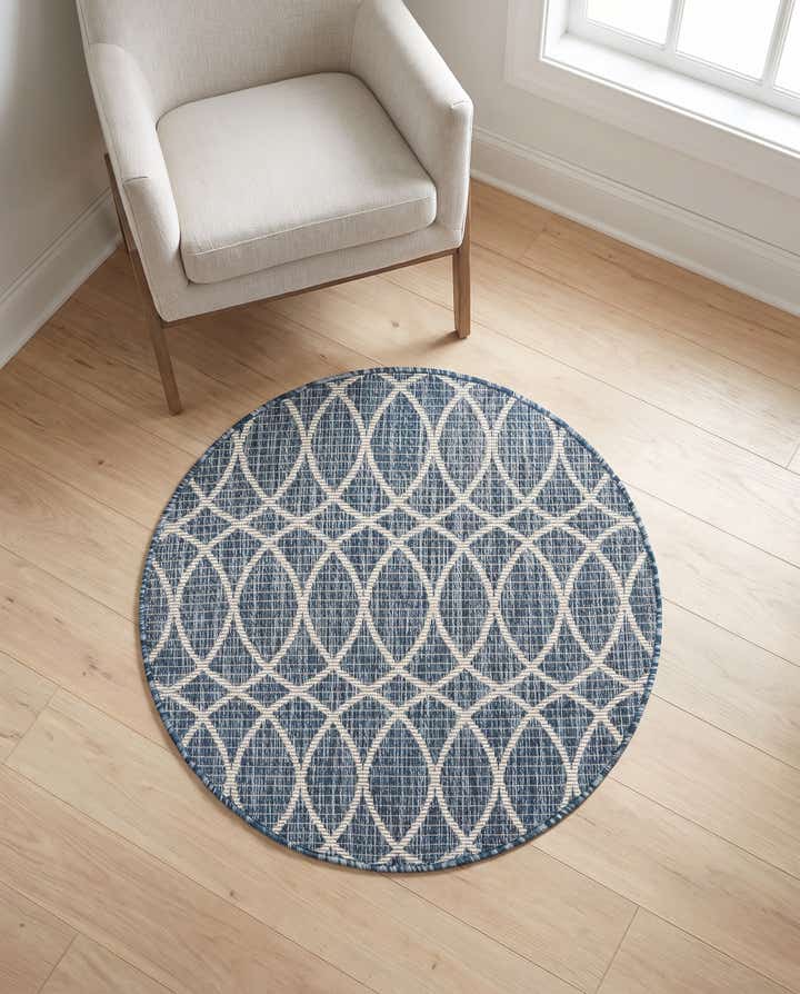 3' x 3' Easy-Clean Trellis Indoor / Outdoor Round Rug