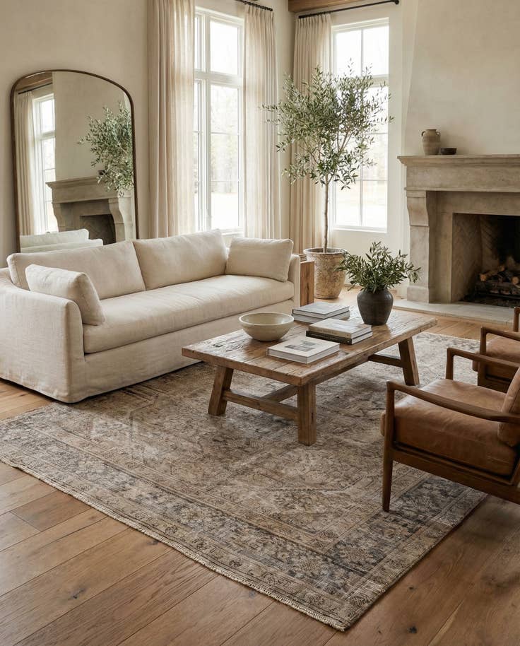 Detail image of 6' 2 x 9' 8 Hand Knotted Ultra Vintage Persian Wool Rug