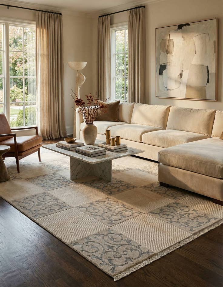 Detail image of 6' 7 x 9' 10  Hand Knotted Darya Wool Rug