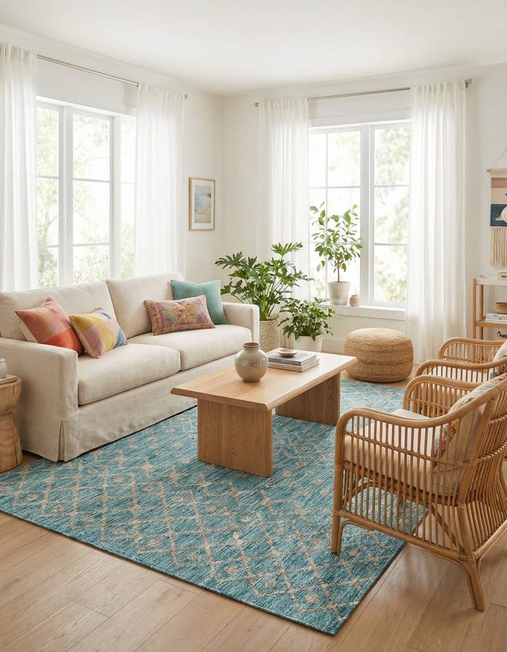 Detail image of 6' x 9'  Washable Trellis Indoor / Outdoor Rug