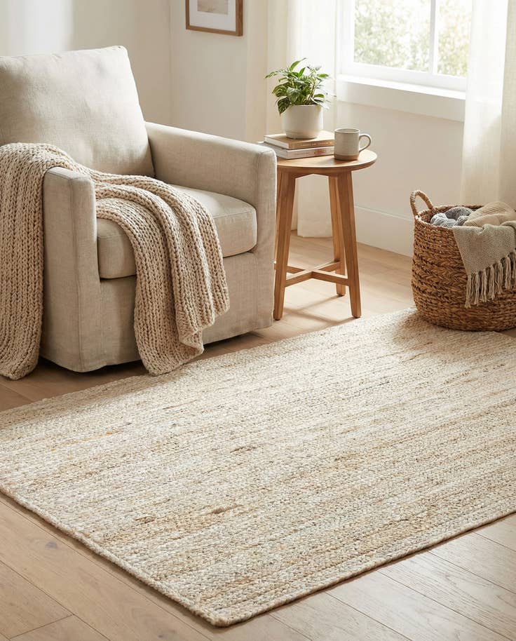 Detail image of 4' 1 x 6' 1 Handmade Braided Jute Rug