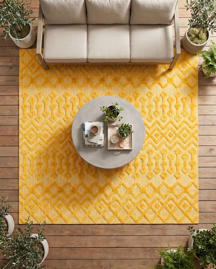 7' 10 x 7' 10 Easy-Clean Trellis Textured Indoor / Outdoor Square Rug