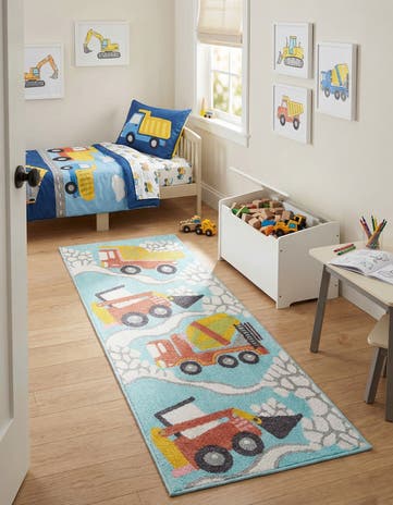 2' 2 x 6' Construction Whimsy Kids Runner Rug