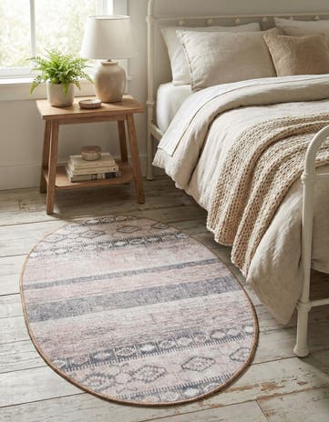 Gray Washable Timeless Oval Rug