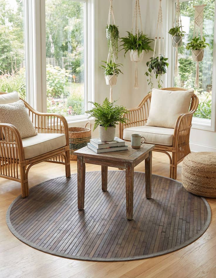 Detail image of  3' 3 x 3' 3 Bamboo Round Rug