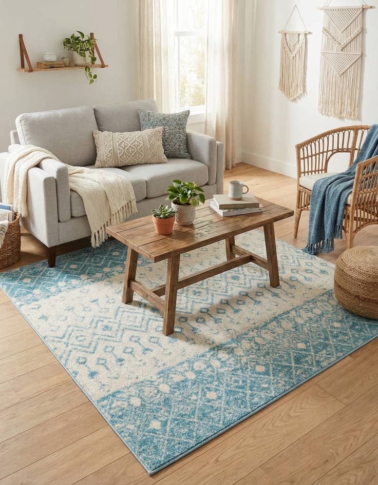 Detail image of  5' 3 x 5' 3 Moroccan Trellis Square Rug