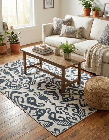 Navy Blue Ivory Restoration Rug