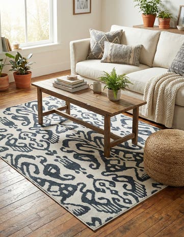 Navy Blue Ivory Restoration Rug