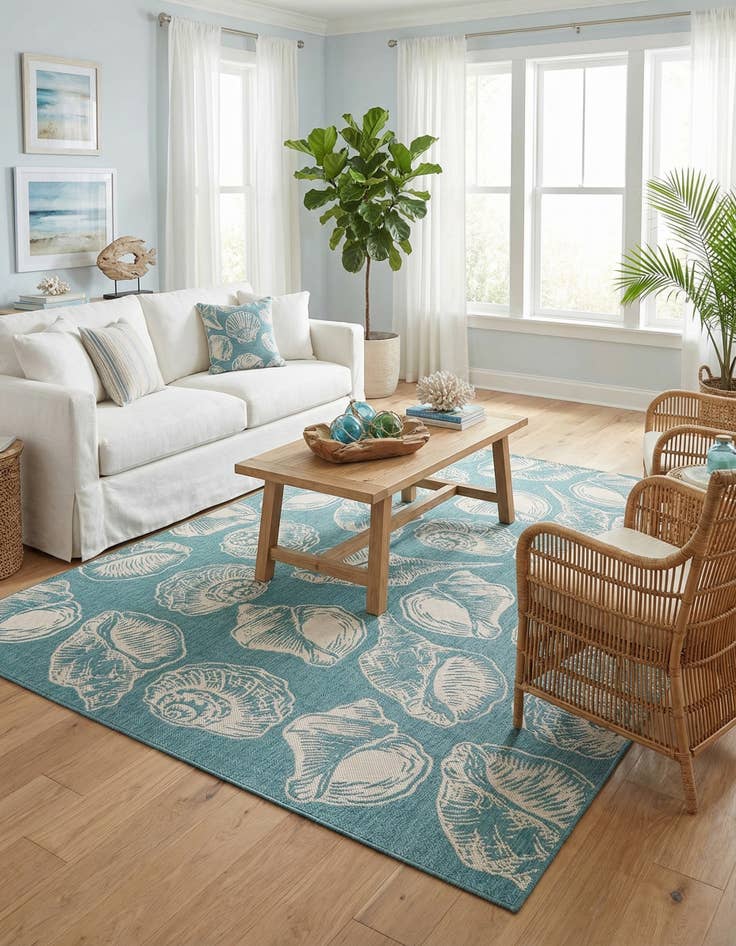 Detail image of 10' x 14' Easy-Clean Coastal Indoor / Outdoor Rug