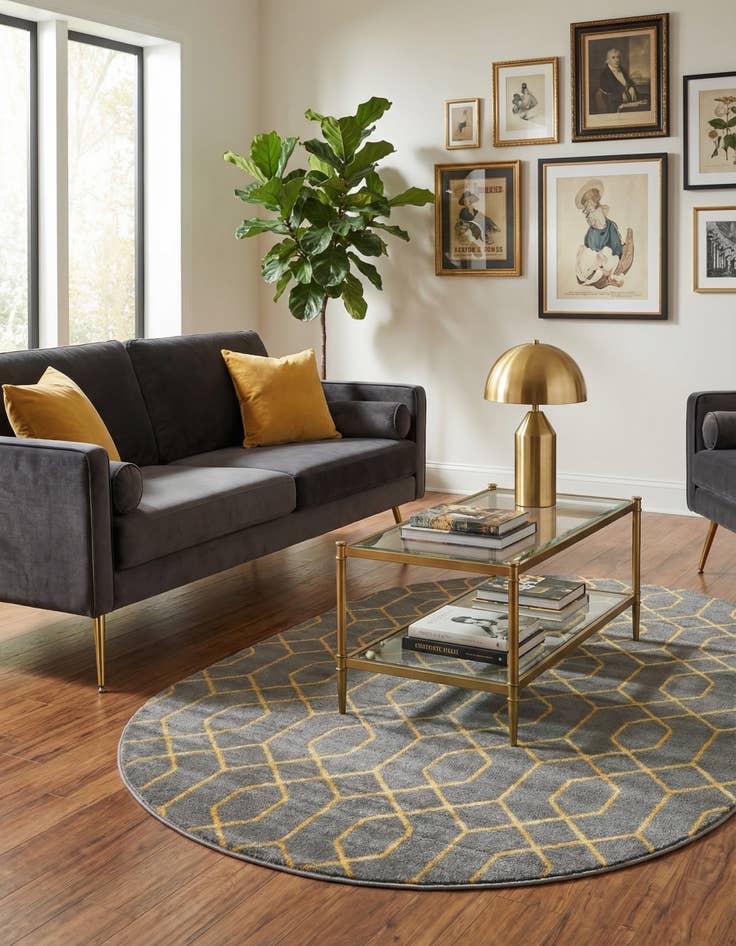 Detail image of 5' 3 x 8'  Marilyn Monroe™ Glam Trellis Oval Rug