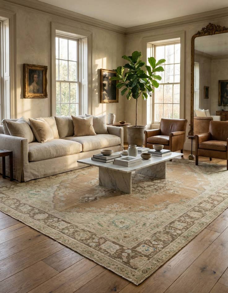 Detail image of  9' 8 x 12' 7  Hand Knotted Ultra Vintage Persian Wool Rug