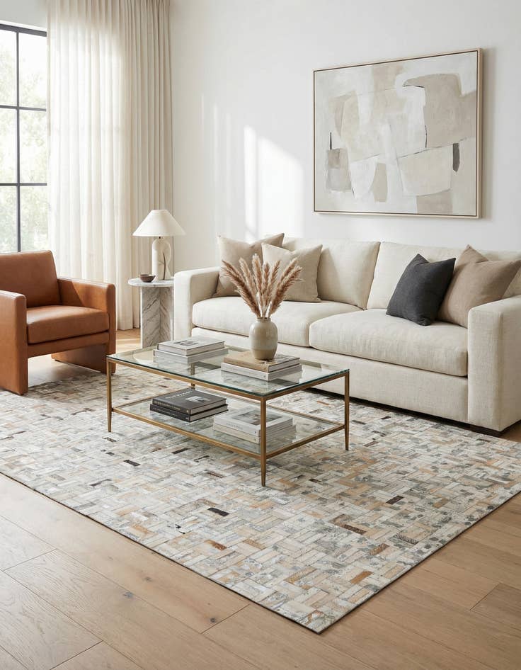 Detail image of 4' 11 x 8' 1 Cowhide Stocks Rug