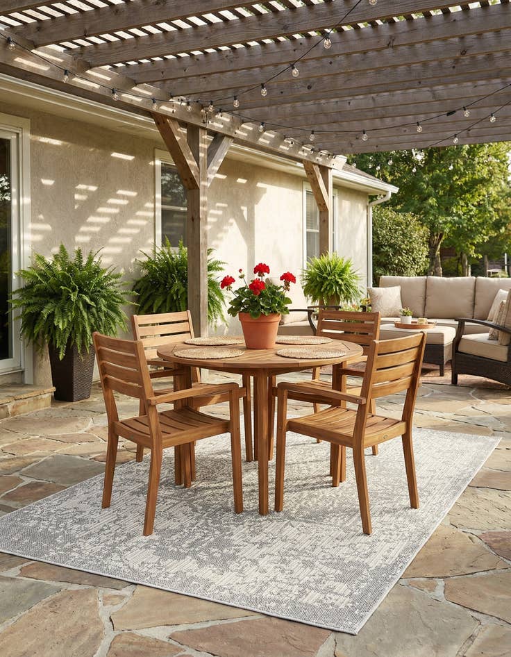 Detail image of 5' 3 x 8'  Washable Traditional Indoor / Outdoor Rug