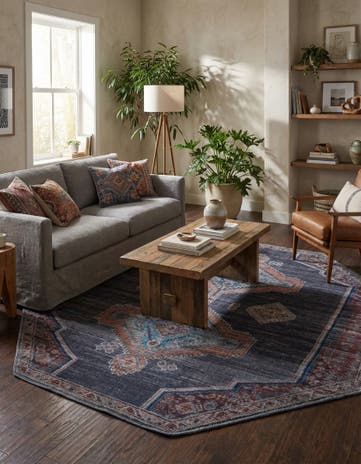 Charcoal and Gray Washable Sisu Octagon Rug