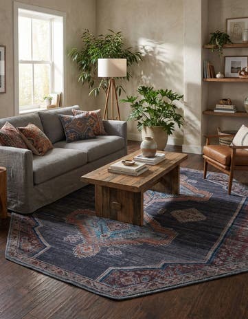 Charcoal and Gray Washable Sisu Octagon Rug