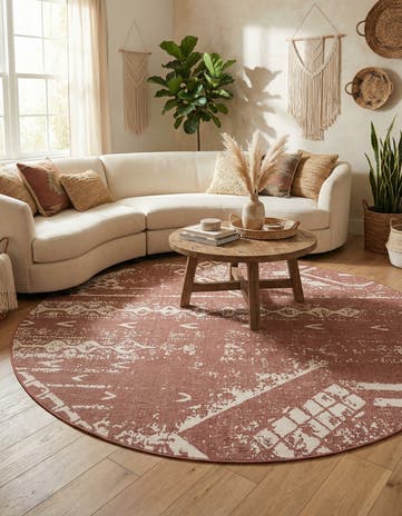 10' 8 x 10' 8 Easy-Clean Bohemian Indoor / Outdoor Round Rug