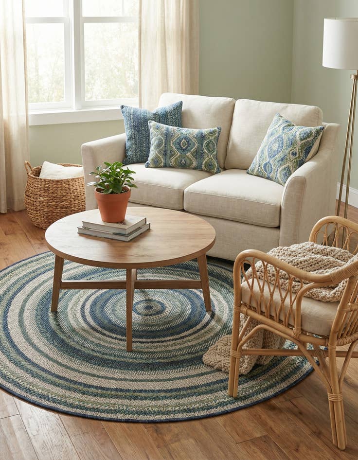 Detail image of 4' x 4'  Washable Baja Indoor / Outdoor Round Rug