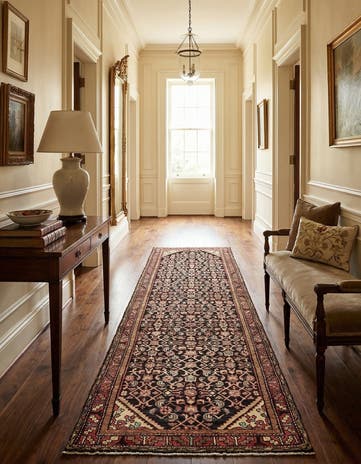 3' 7 x 10' 6 Hand Knotted Hossainabad Persian Wool Runner Rug