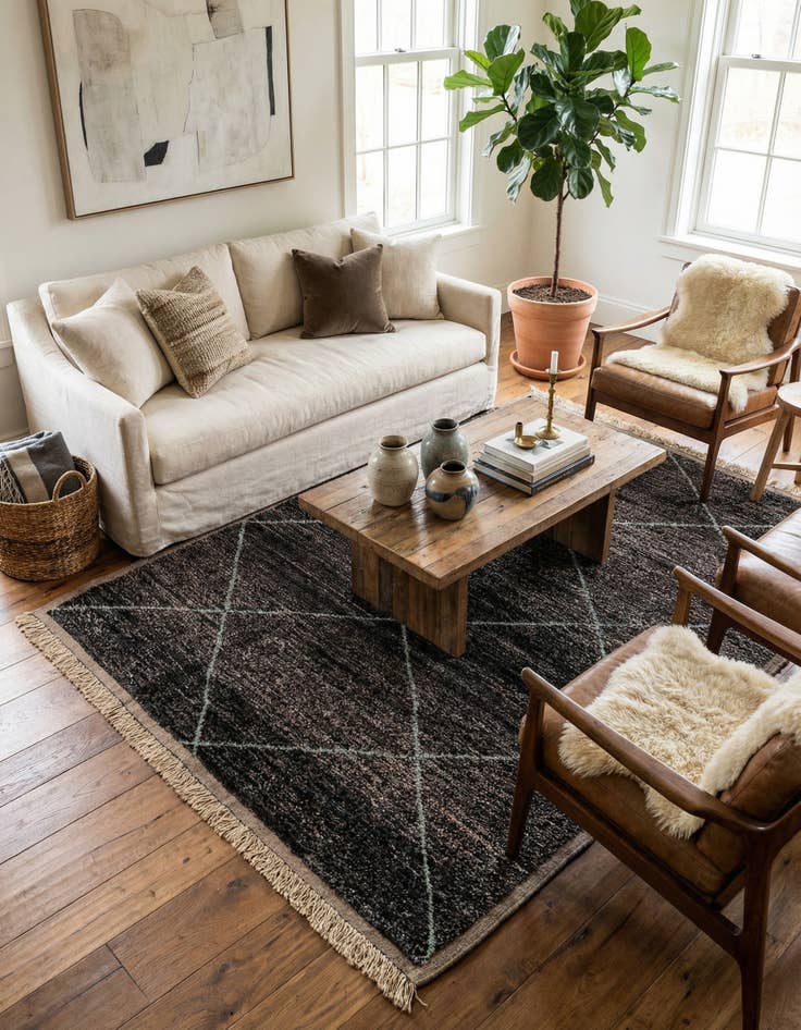 Detail image of 5' 11 x 9' 2  Hand Knotted Moroccan Wool Rug