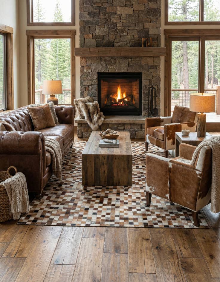 Detail image of 5' x 7' 11 Cowhide Stocks Rug