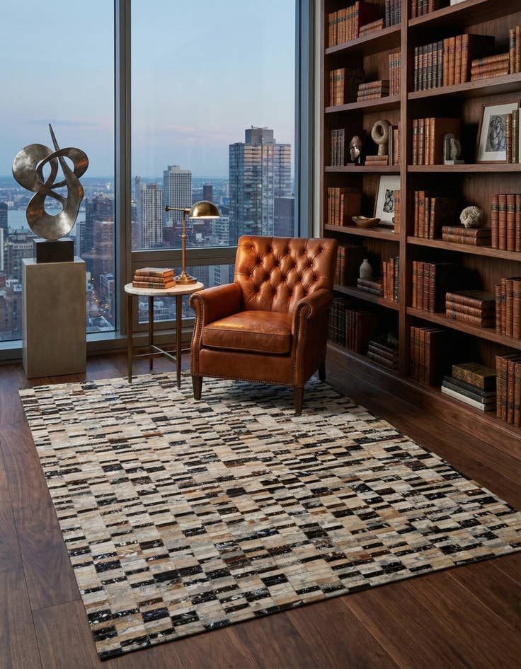 Detail image of  4' 11 x 7' 10 Cowhide - Patchwork Rug