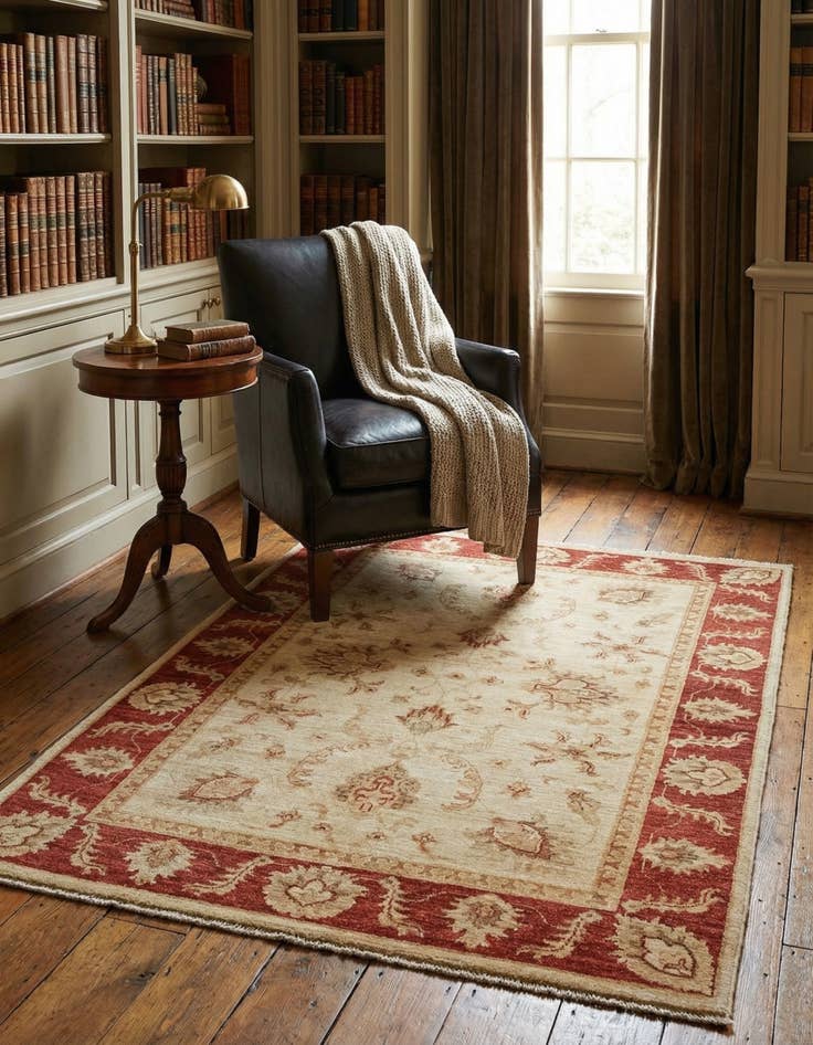 Detail image of 3' 3 x 5' 2  Hand Knotted Peshawar Ziegler Rug