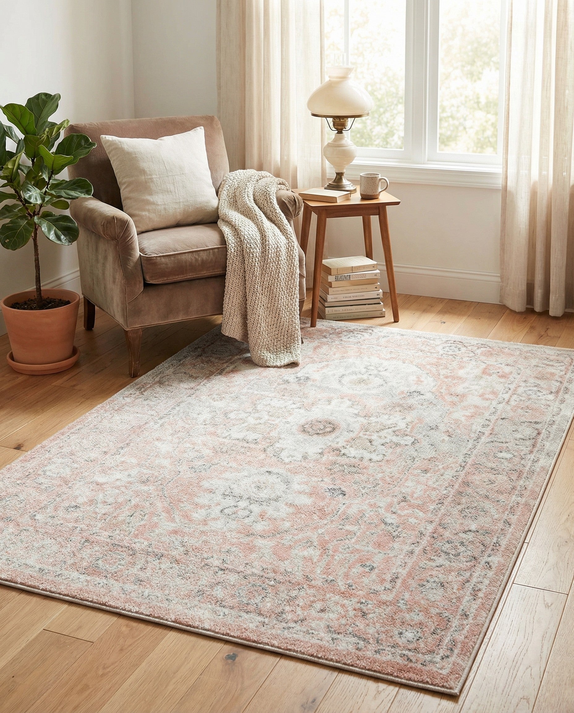 Rose Pink 4' x 6' Madeline Vintage Rug | Rugs.com