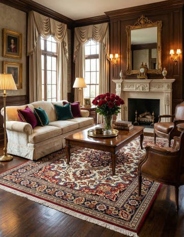 4' 7 x 7' 5 Hand Knotted Qom Persian Rug