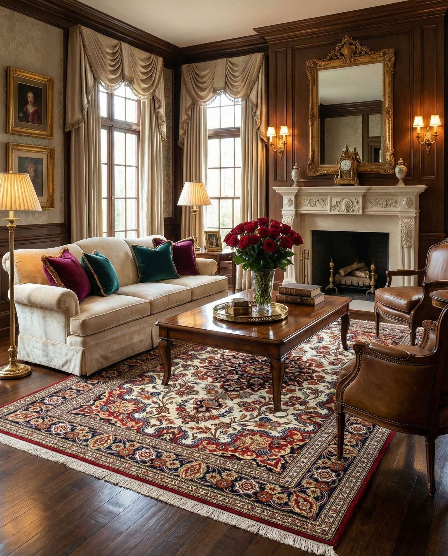 4' 7 x 7' 5 Hand Knotted Qom Persian Rug