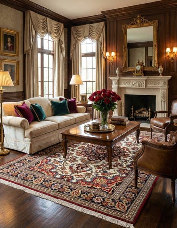 4' 7 x 7' 5 Hand Knotted Qom Persian Rug