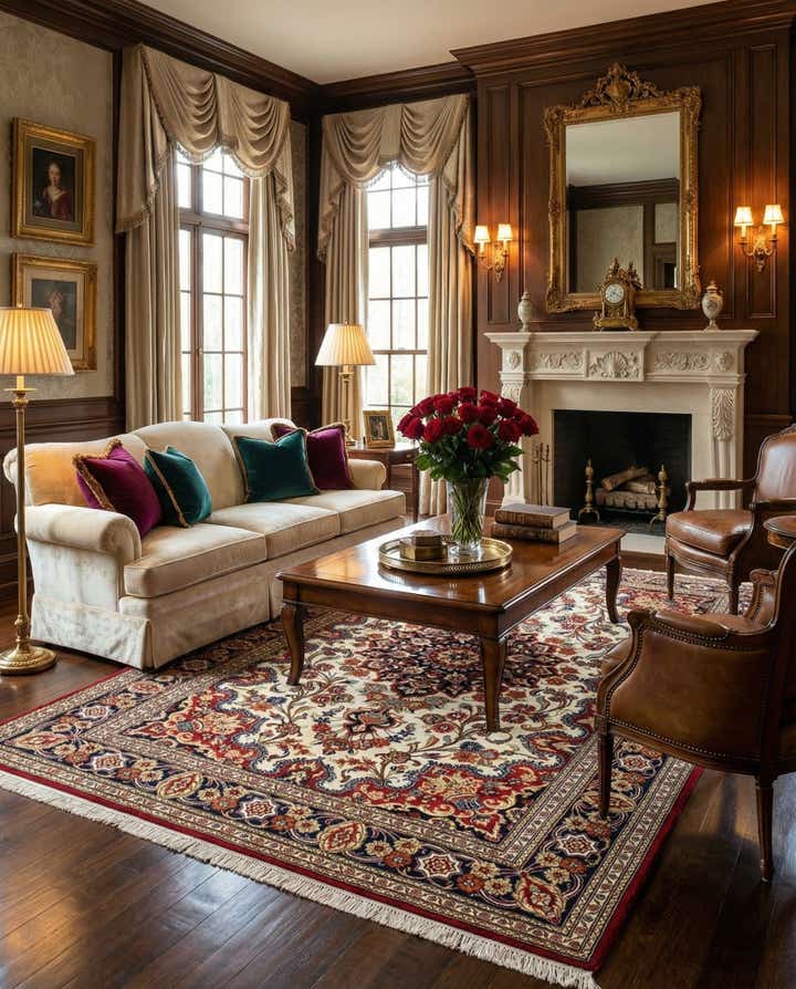 4' 7 x 7' 5 Hand Knotted Qom Persian Rug