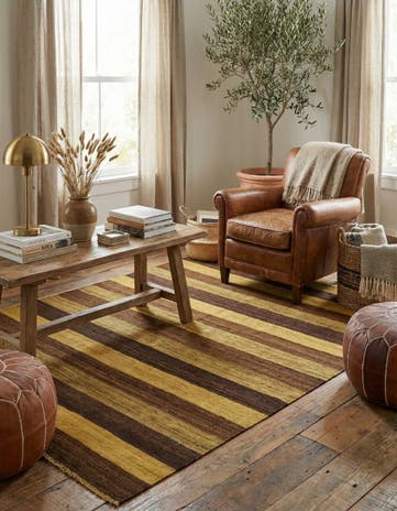 5' 2 x 6' 11 Hand Woven Kilim Afghan Wool Rug