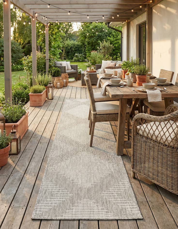 Detail image of 3' 3 x 12'  Washable Modern Indoor / Outdoor Runner Rug