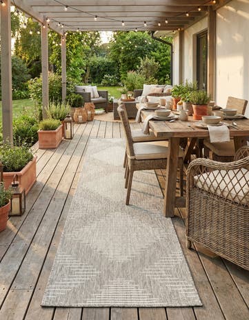 3' 3 x 12' Easy-Clean Modern Indoor / Outdoor Runner Rug