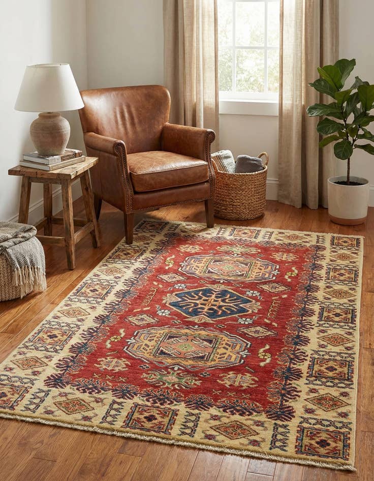 Detail image of 3' 5 x 4' 10  Hand Knotted Kazak Oriental Rug