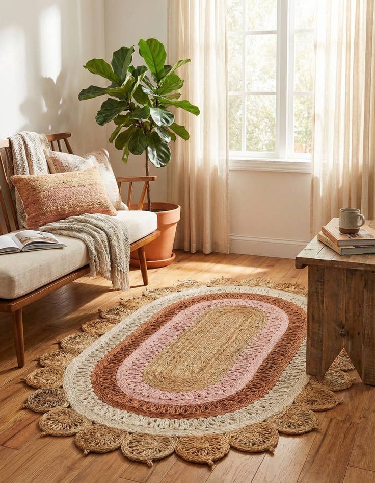 Detail image of 4' 1 x 6' 1  Hand Braided Jute Oval Rug